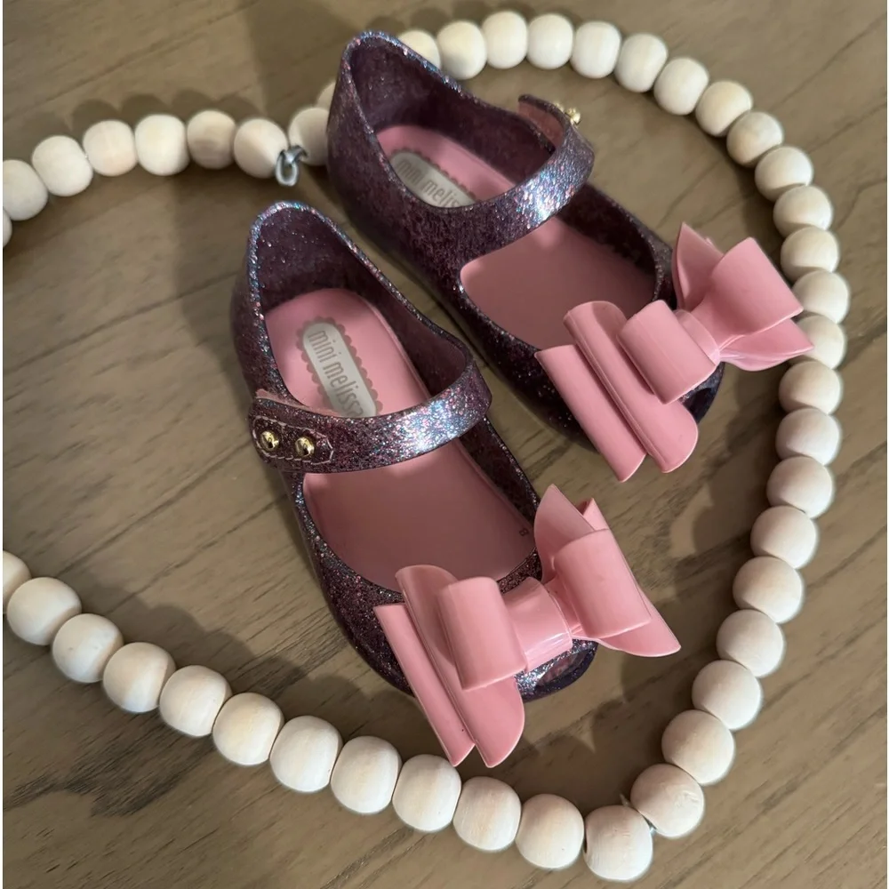Mini Melissa sparkling sandals with a bow shoes size 5